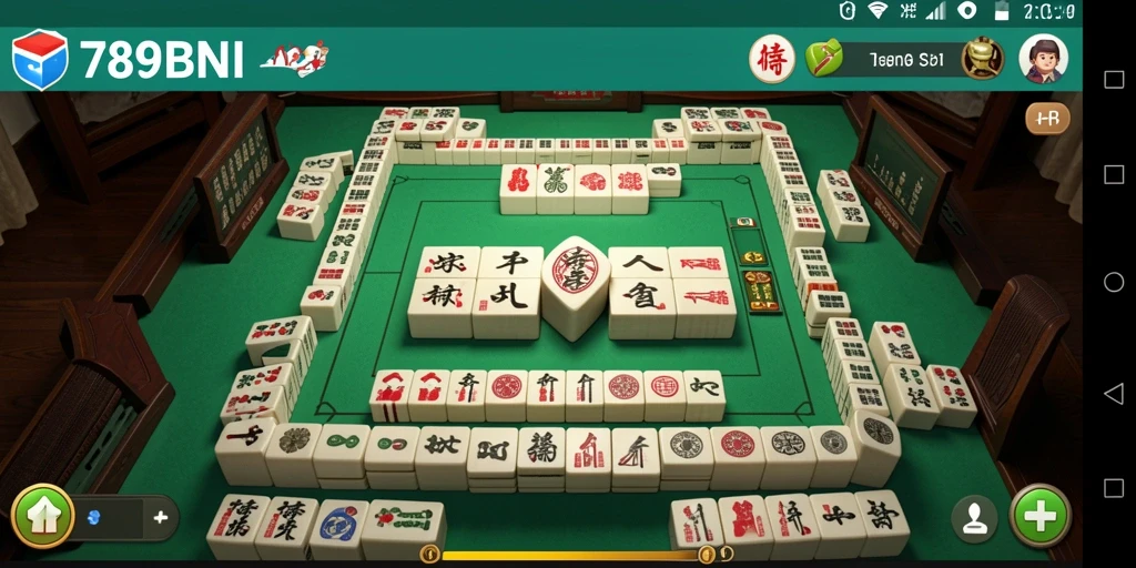 Screenshot gameplay Mahjong di 789BNI yang mendebarkan.