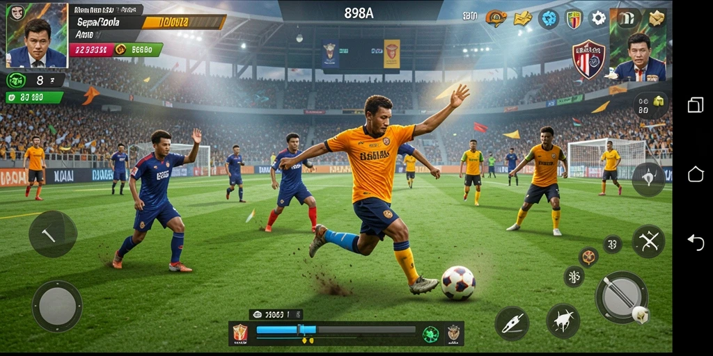 Tangkapan layar dari gameplay seru dalam 898A yang memperlihatkan aksi di lapangan.