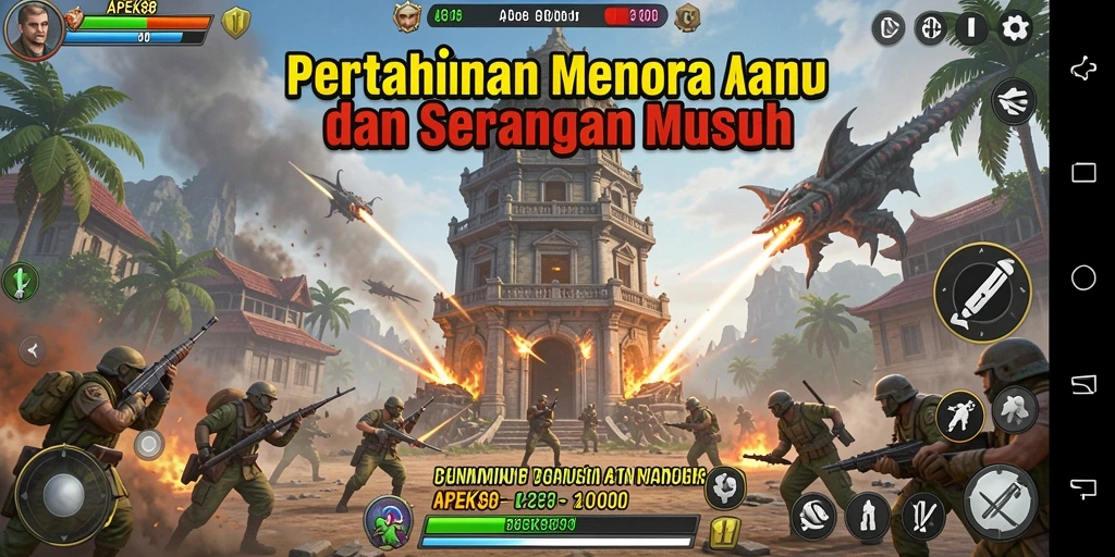 Tangkapan layar APEK88 menunjukkan menara pertahanan yang siap tempur.