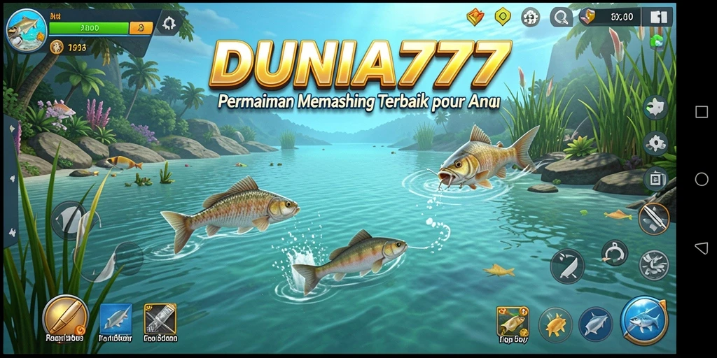 Tampilan gameplay DUNIA777 yang mendebarkan saat memancing ikan.