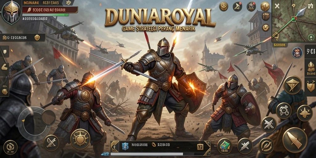 Tampilan gameplay DUNIAROYAL dengan pertempuran yang intens.