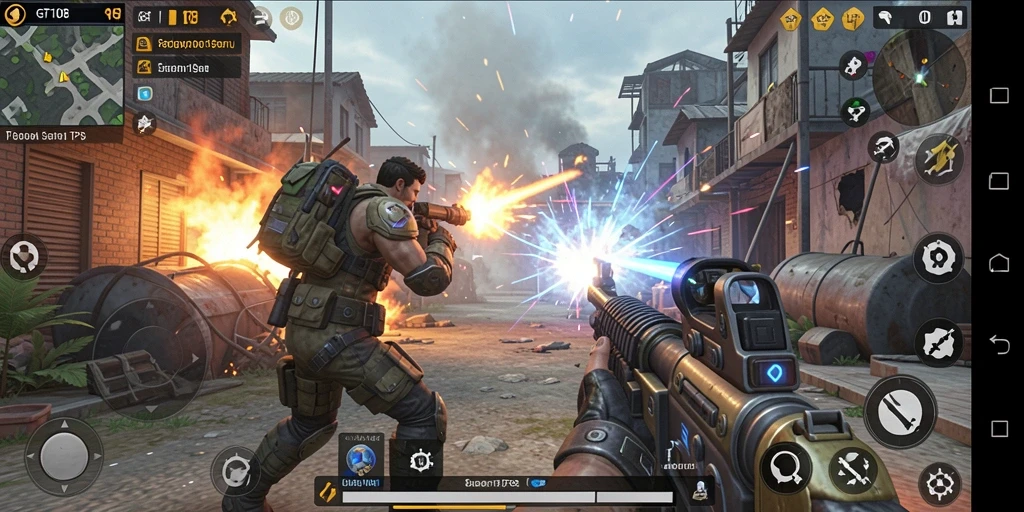 Gameplay GT108 menampilkan aksi seru dalam pertempuran TPS.
