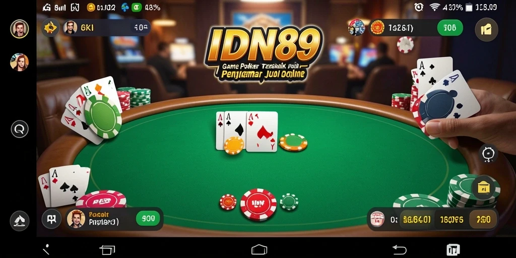 Tampilan utama gameplay Poker di IDN89 yang mengasyikkan.