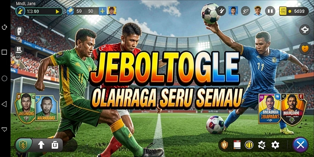 Screenshot utama JEBOLTOGEL menampilkan aksi olahraga yang seru.