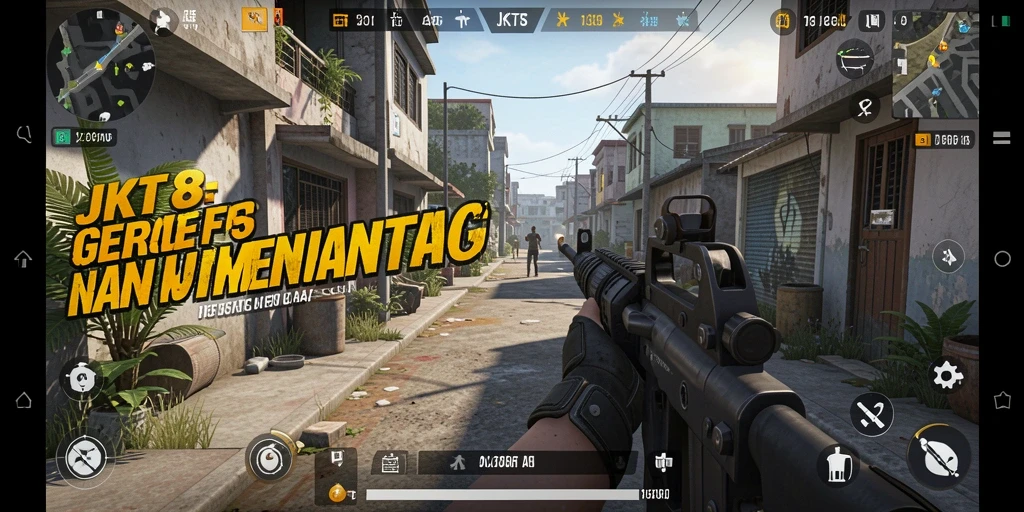 Gameplay intens di JKT8 dengan aksi tembak-menembak.