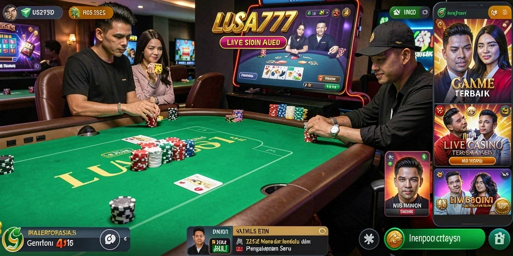 Tampilan gameplay LUSA777 dengan dealer langsung yang interaktif.