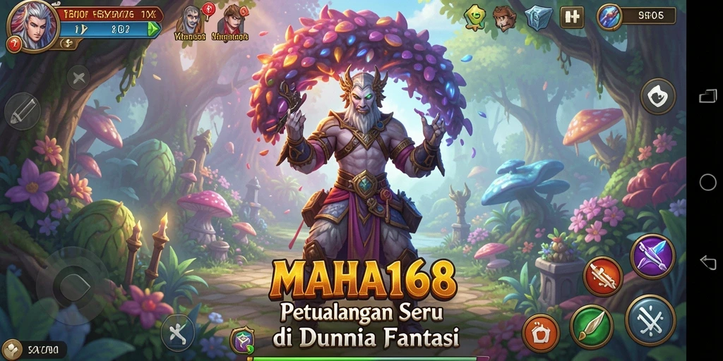 Tampilan gameplay <strong>MAHA168</strong> dengan karakter petualangan yang mendebarkan.