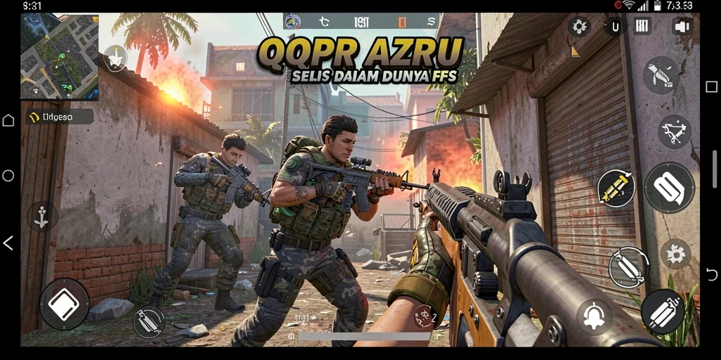 Screenshot menunjukkan aksi seru dalam game FPS QQRP.