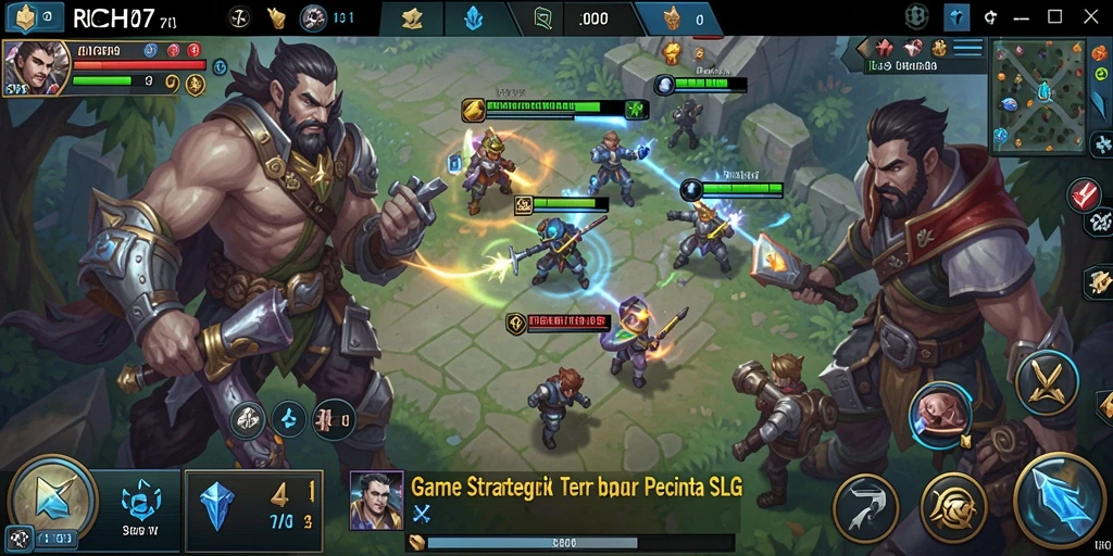 Screenshot RICH7 menampilkan aksi strategis dalam gameplay SLG yang mendebarkan.